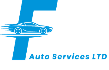 Fairmile Auto Services Ltd logo: a slanted blue F with a car speeding across it